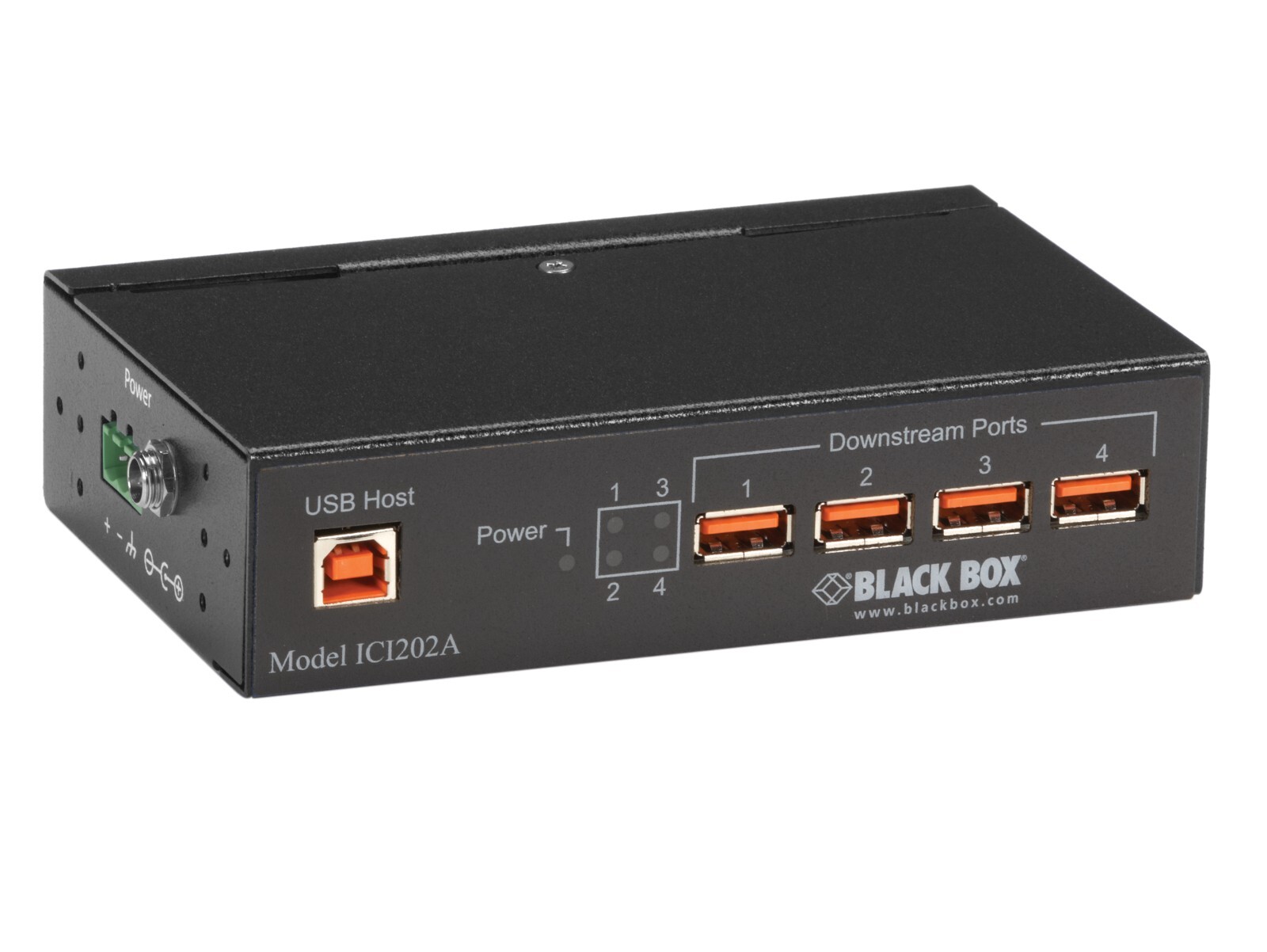 Black Box ICI202A Box Industrial-Grade USB Hub, 4-Port With Isolation   