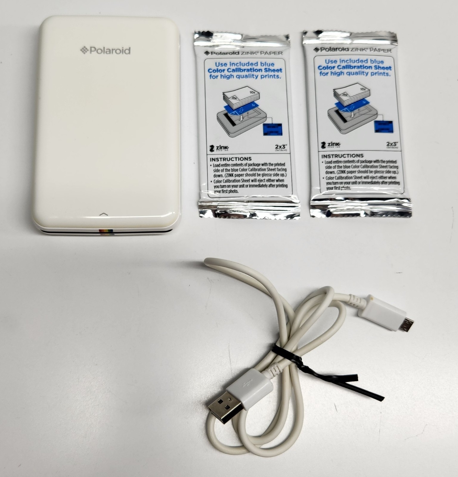 Polaroid ZIP ZINK Mobile Photo Printer Bluetooth Portable 2x3 in White POLMP01W