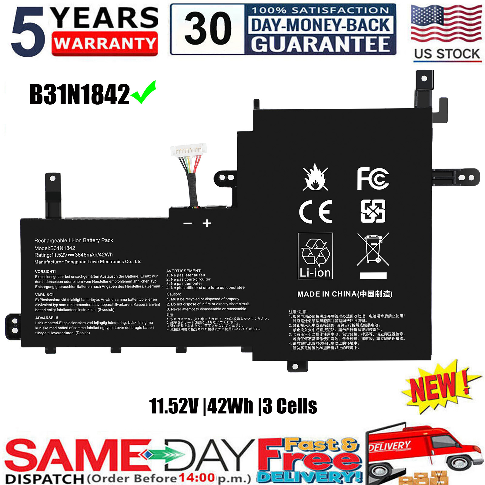 ✅B31N1842 Battery For ASUS VivoBook 15 F513 M513 K513 S513 X513 S15 S531F X531