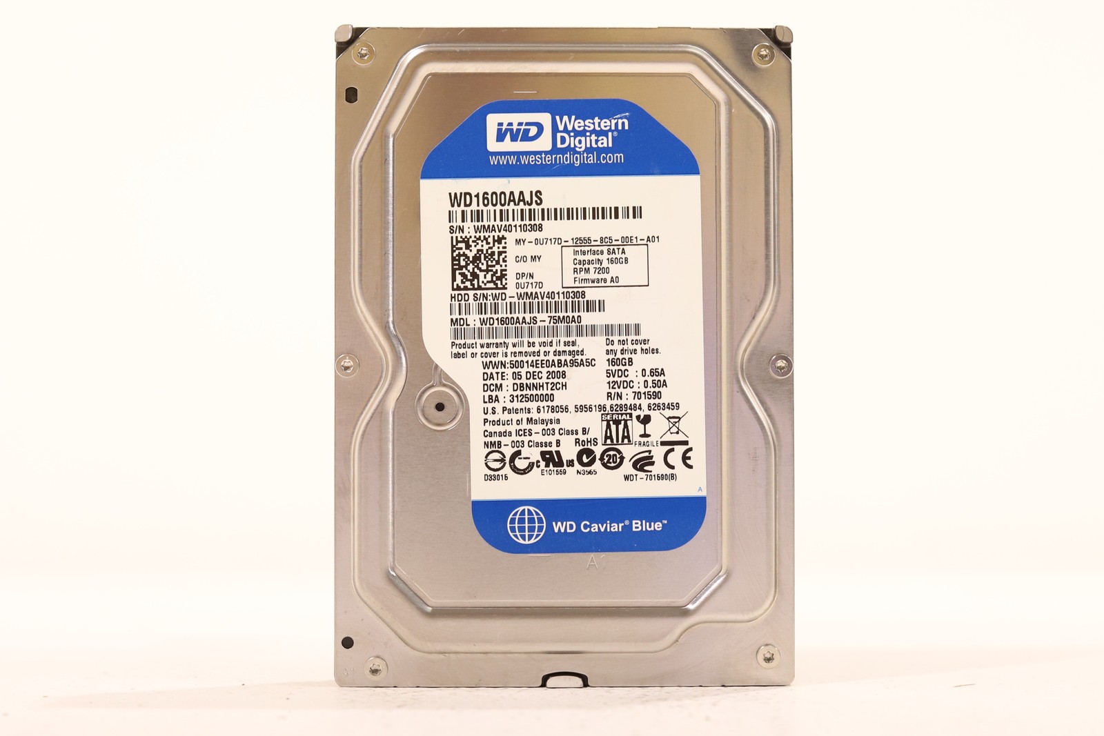WD WD1600AAJS-75M0A0 160GB 3.5" 3Gb/s 8MB 7.2K RPM SATA HDD Dell P/N: 0U717D