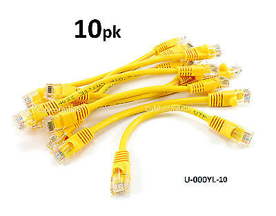 10-PACK  6inch CAT5e UTP Ethernet RJ45 Full 8-Wire Patch Cable, Yellow