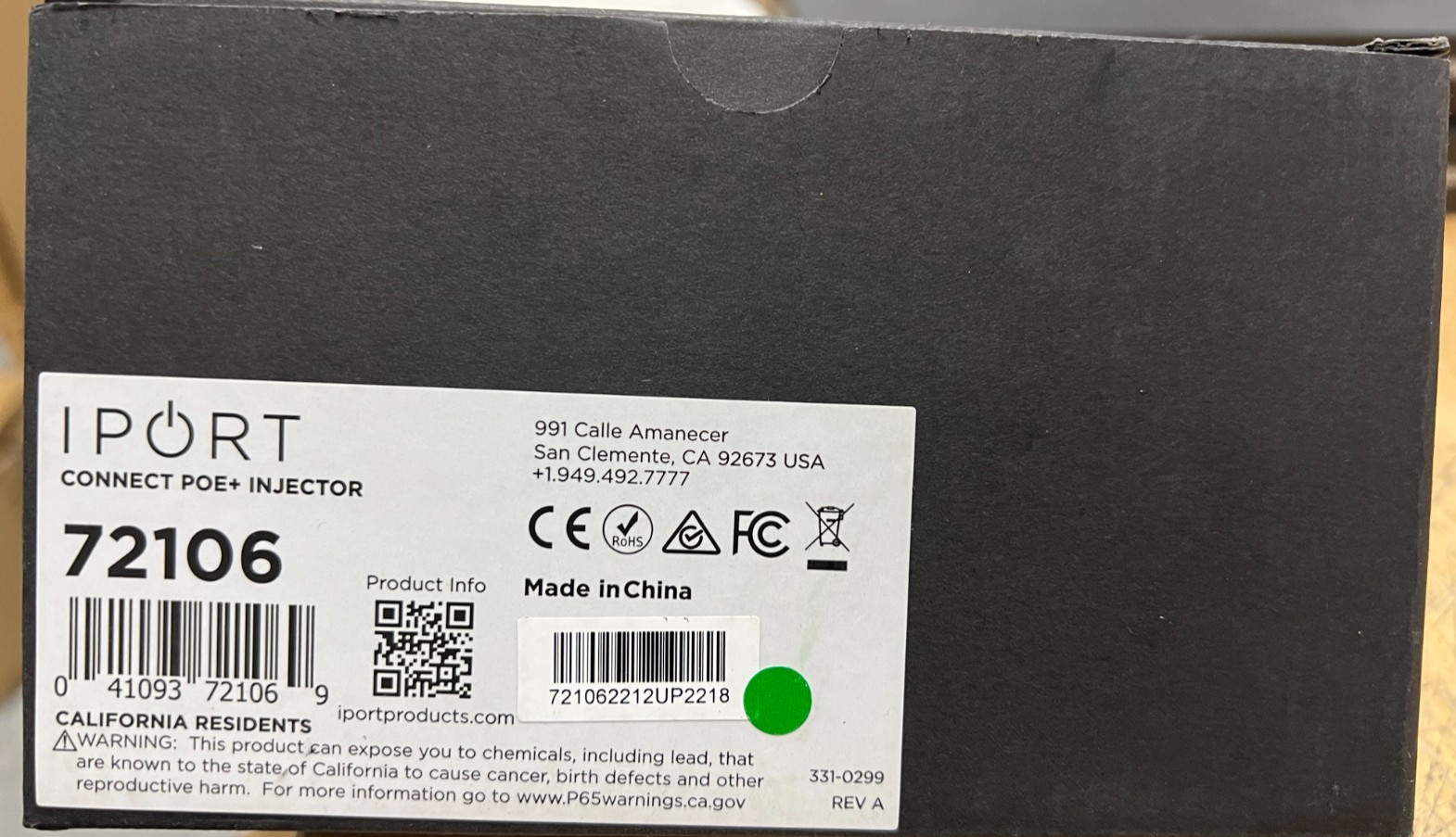 iPort Connect Pro 30W Poe+ Injector 72106