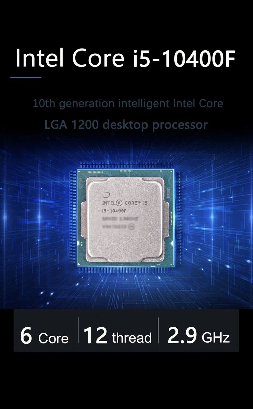 Intel Core i5-10400F Processor (4.3 GHz, 6 Cores, Socket LGA1200, Box) -...