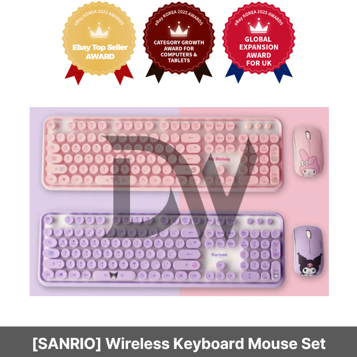 [SANRIO] My Melody, Kuromi Wireless Keyboard Mouse Set / Retro Typing Keyboard