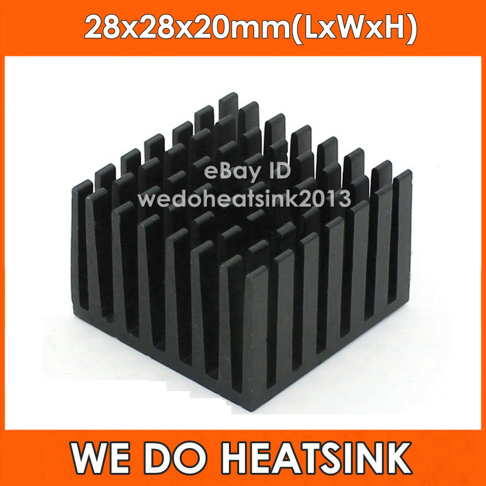 5pcs Black Anodized 28x28x20mm Heat Sink Radiator, RoHS Complaint, High Quality