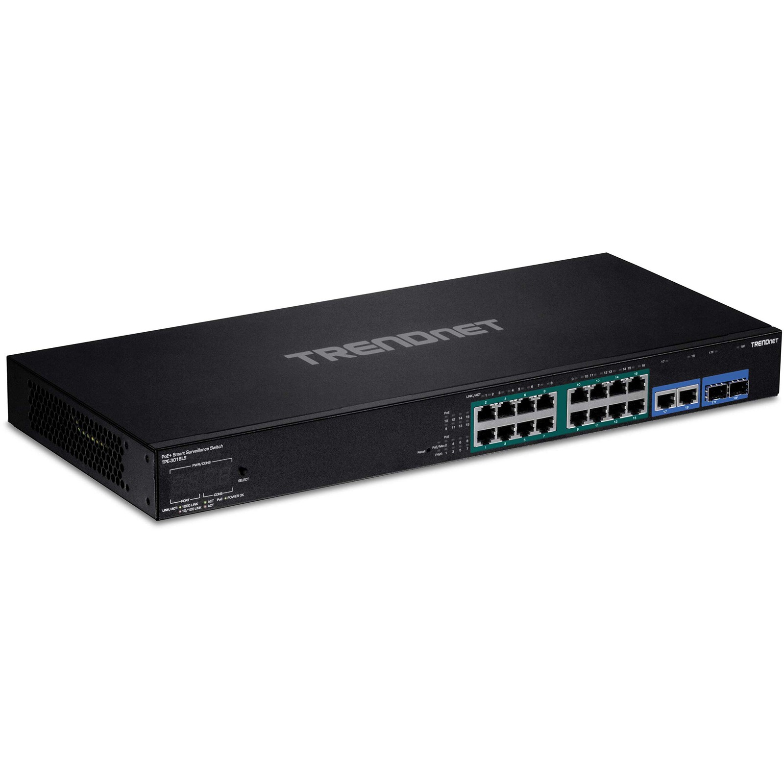 TRENDnet 18-Port Gigabit PoE+ Smart Surveillance Switch, Multicolor