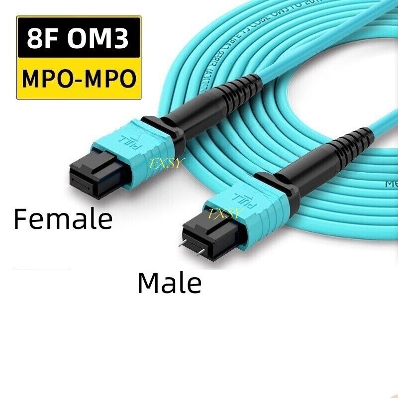 1-40M MPO/PC Male to MPO/PC Female OM3 8|12 Fibers Type A Fiber Optic Patch Cord