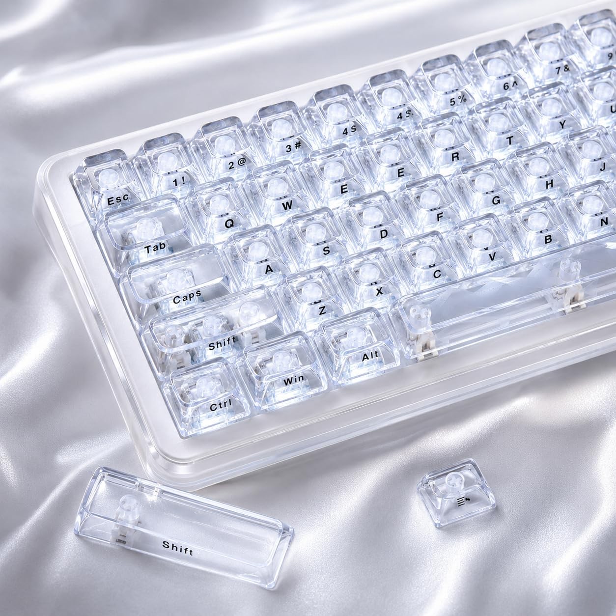 126Key ASA Profile Transparent ShineThrough Clear Keycaps Set Fits MX