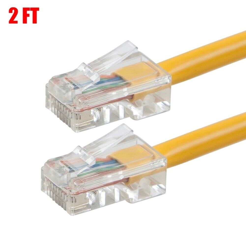 2FT Cat6 Ethernet Network Patch Cable UTP RJ45 COPPER 24AWG Gold Plated Yellow