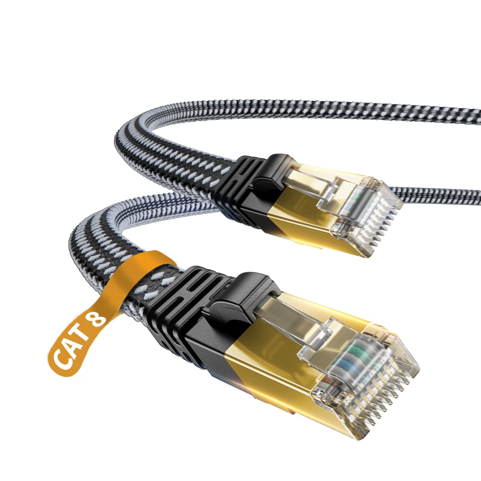 DanYee Cat 8 Ethernet Cable, 3ft, Nylon Braided, High Speed, RJ4, 2000 MHz Black