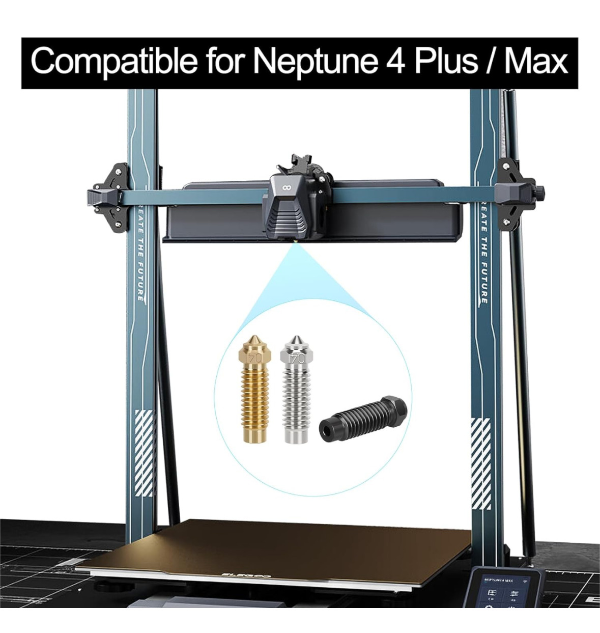 0.2/0.4/0.6/0.8mm Kit High Flow Nozzle For Elegoo Neptune 4 Plus/4 Max 3D DIY