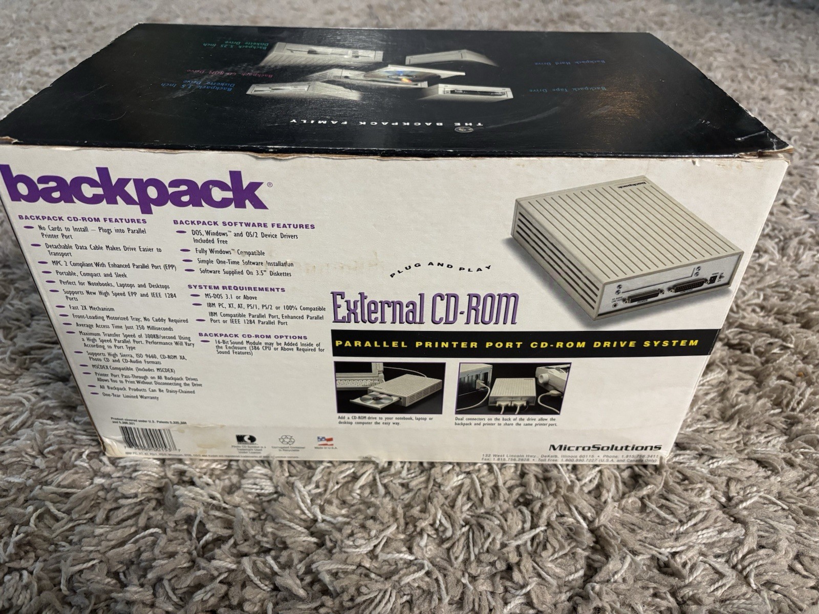 Micro Solutions Backpack Model 163550 2X External CD-ROM Drive – New Old Stock