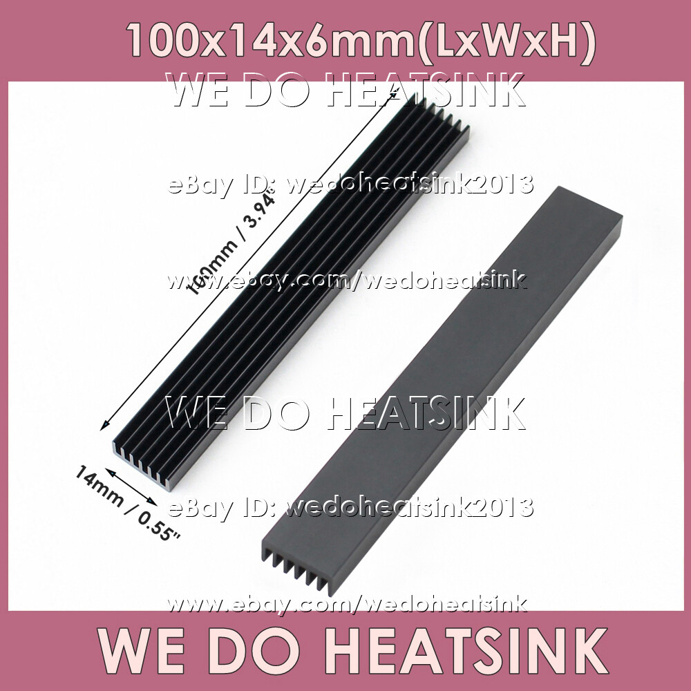 100x14x6mm With or Without Tape Black Extruded Long WE DO HeatSink Cooler