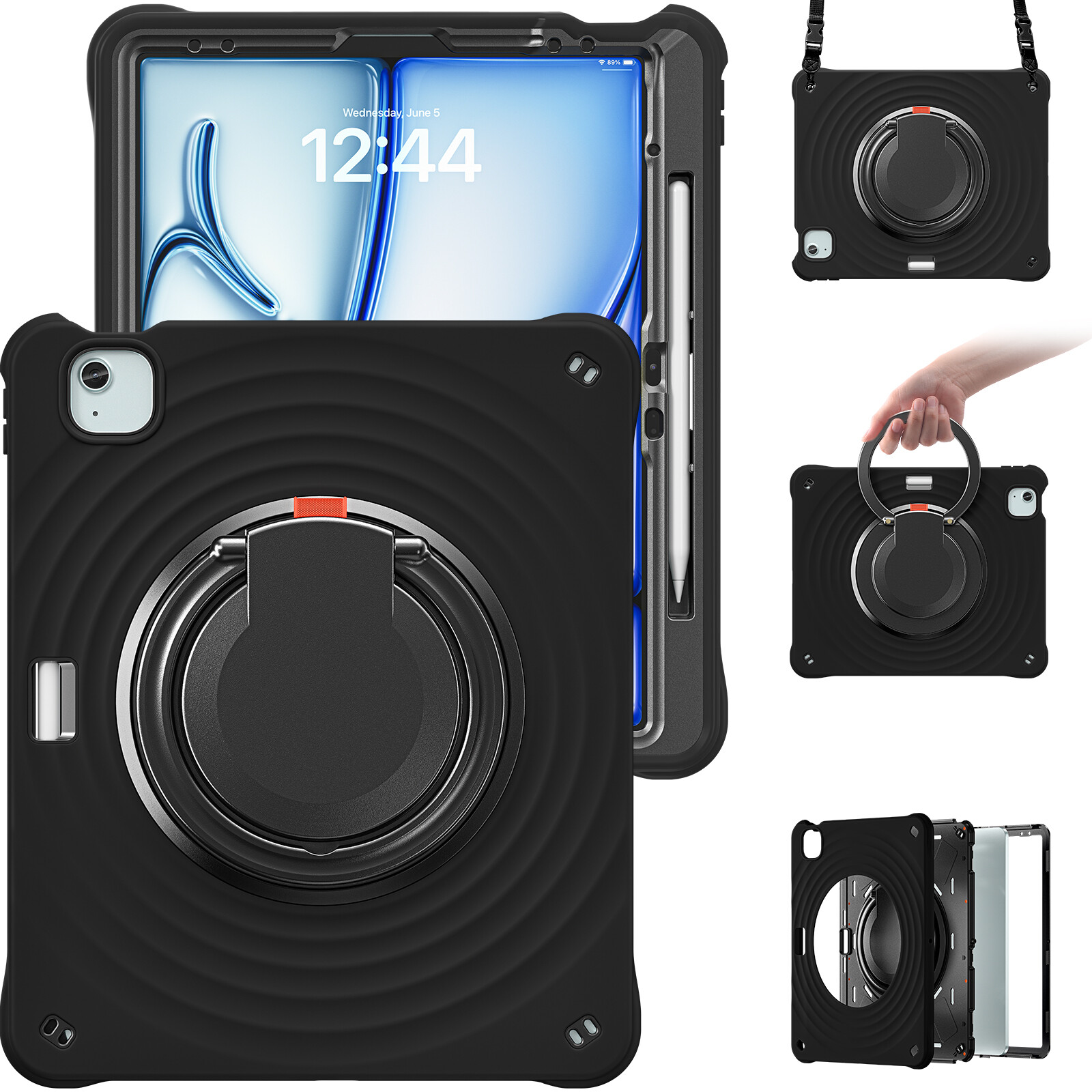Ripple Shockproof 360° Rotation Handle Stand Case for iPad Air 13 Inch M2 M3 M4