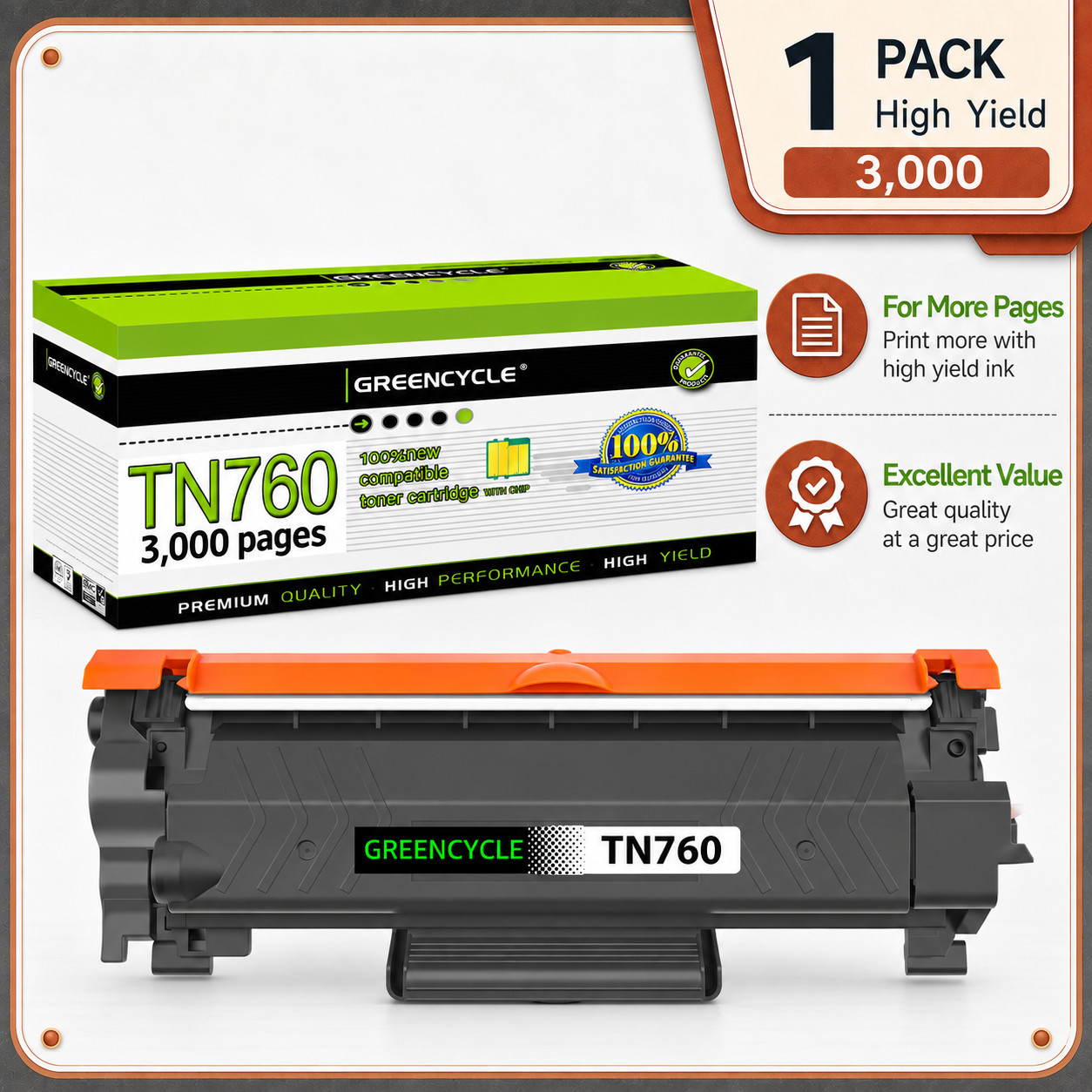 GREENCYCLE TN760 TN730 Toner Cartridge for Brother MFC-L2750DW HL-L2370DWXL