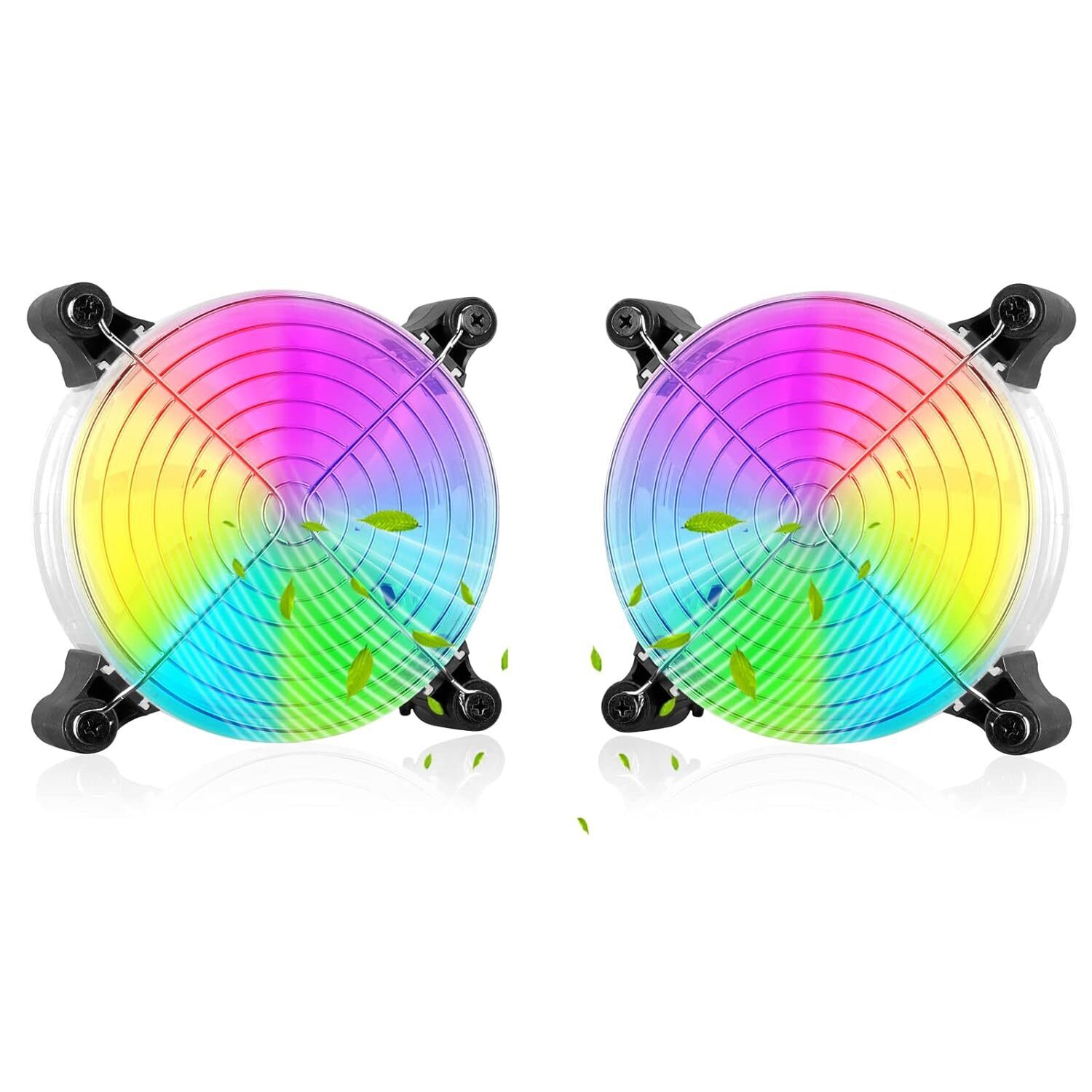 2-Pack Usb Computer Cooling Fan 5V 120Mm Small Transparent Quiet Led Rgb Color