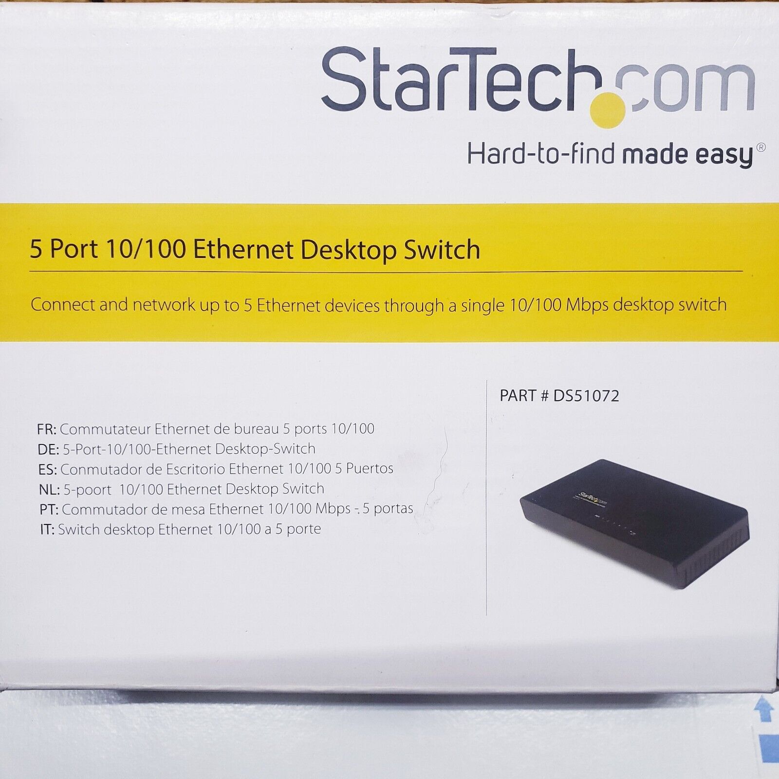 StarTech.com DS81072 Ethernet desktop Switch 5 port 10/100 open box NewCondition