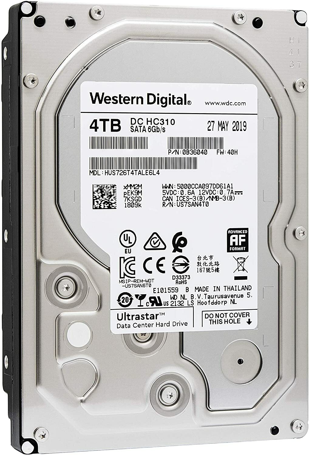 HUS726T4TALE6L4 FORFIT WD Ultrastar DC HC310 4TB HDD 3.5"7200RPM SATA256MB Cache