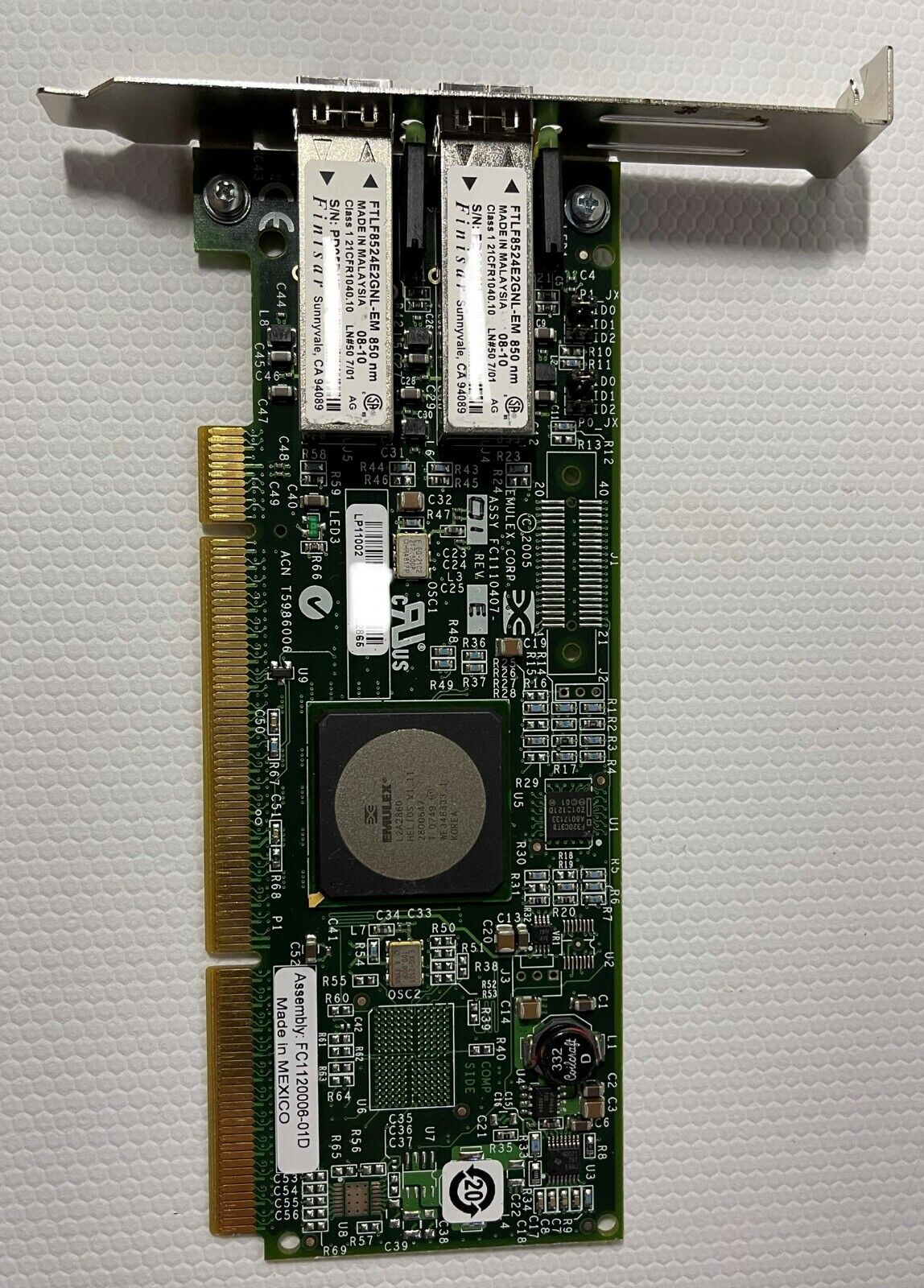 HP AD168A 4Gb Dual-port PCI-X 2.0 Fibre Channel HBA 410985-001 LP11002 