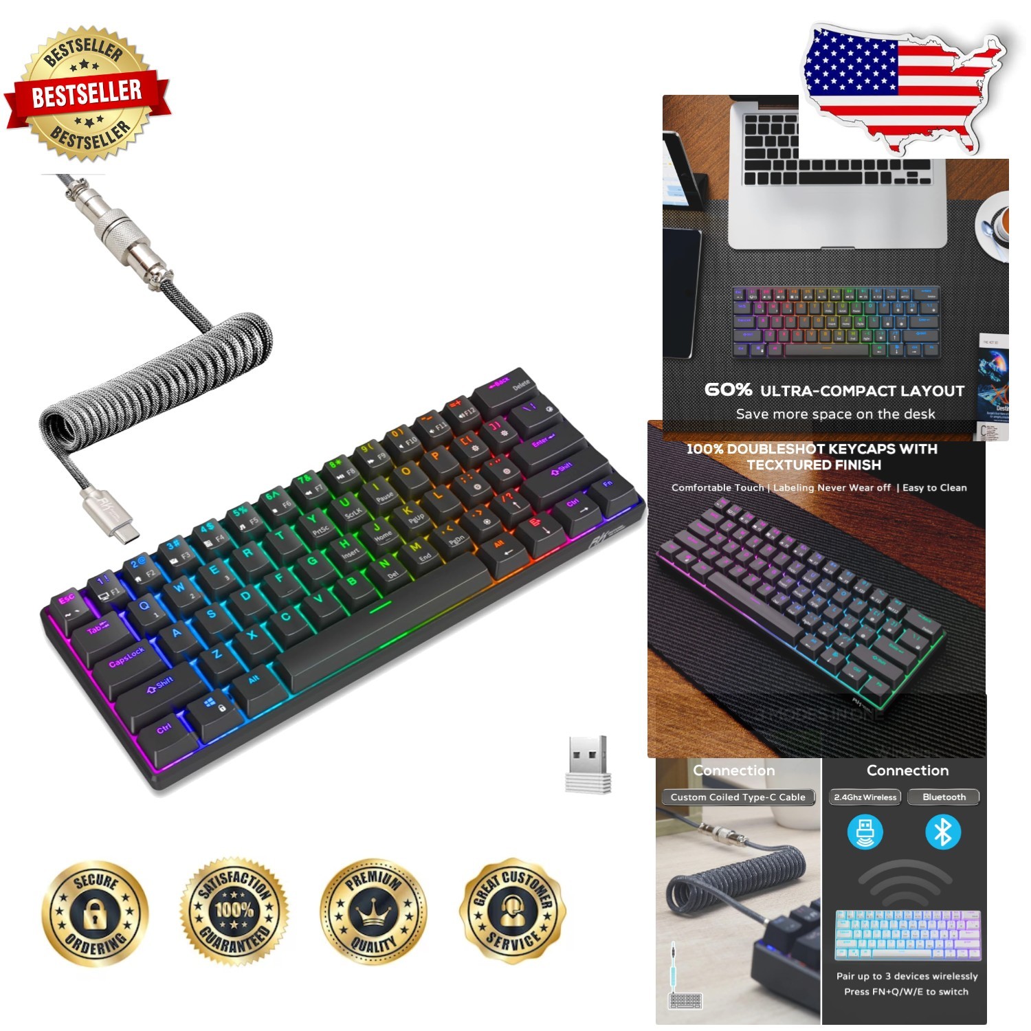 Professional RK61 60% Mechanical Keyboard: RGB, Hot-Swap, Portable Design