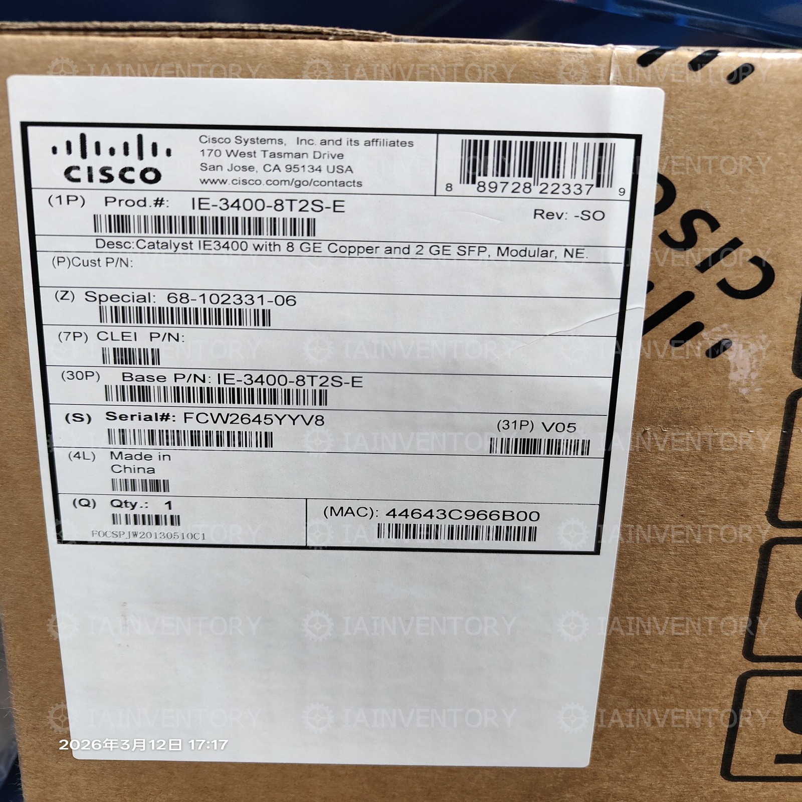 1PC Fast shipping NEW Cisco IE-3400-8T2S-E Real US stock