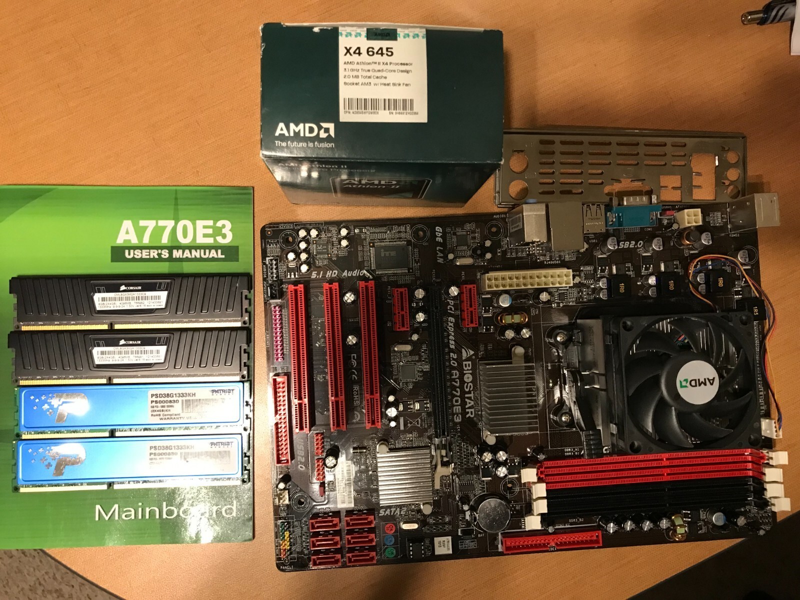 Biostar A770E3 motherboard with AMD Athlon II X4 645 Processor and 16 GB Memory