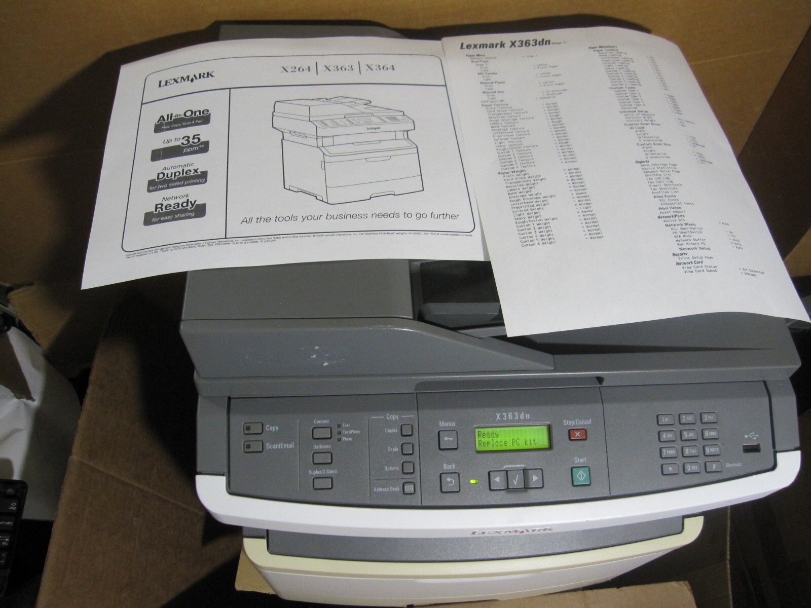 Lexmark X363DN All-In-One Laser Printer 147927 Page Count
