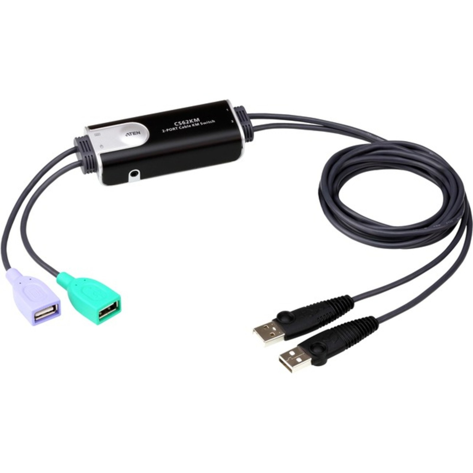 Aten - CS62KM - ATEN 2-Port USB Boundless Cable KM Switch - 2 Computer(s) - 4 x