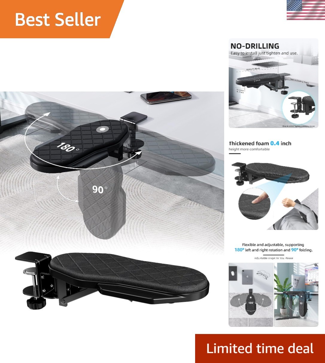Ergonomics Desk Extender Tray, Table Mount Arm Wrist Rest Shelf