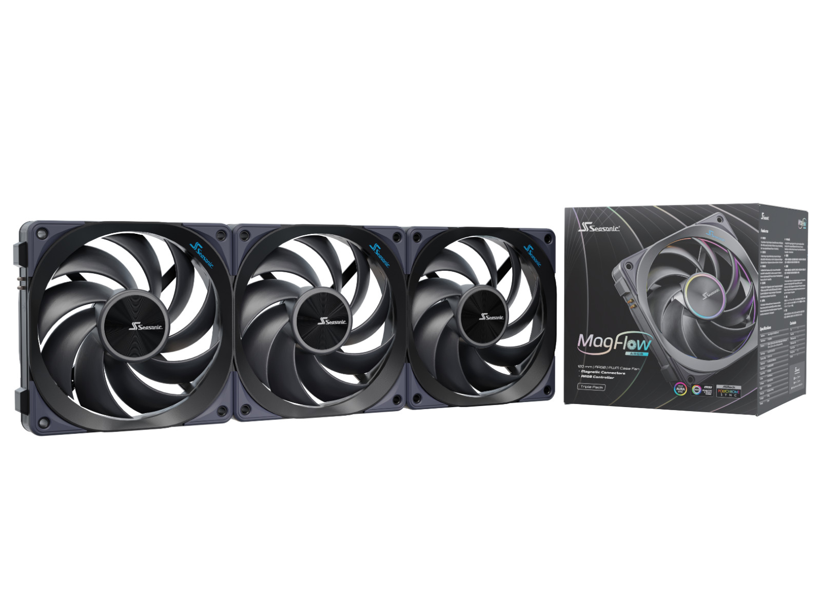 New For Seasonic MAGFLOW ARGB 120 MM 3-Pack Case Fan