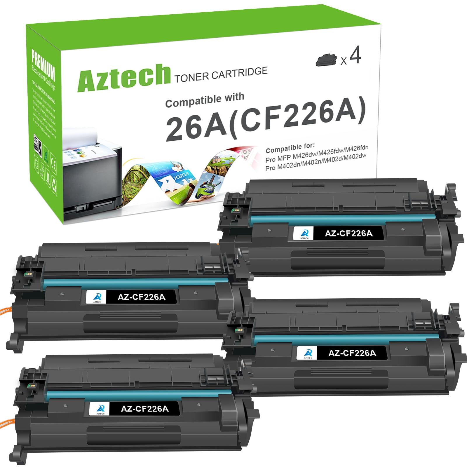 Aztech 26A Toner Cartridge CF226A 4 Pack HP M402 M426 MFP