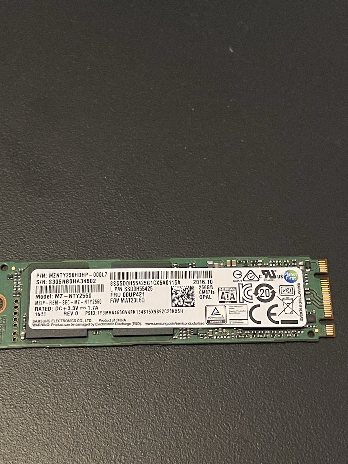 Samsung SSD 256G,M.2,2280,SATA,OPAL,LITEON 00JT058 00JT021 00JT009 04X4442