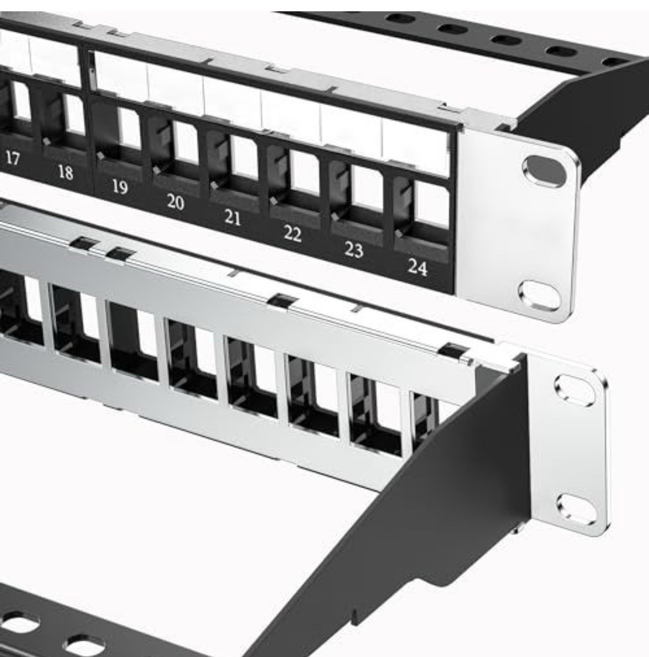 Jadaol 19" 1U 24 Port Blank Keystone Patch Panel, Network Rack Mount Panel for C