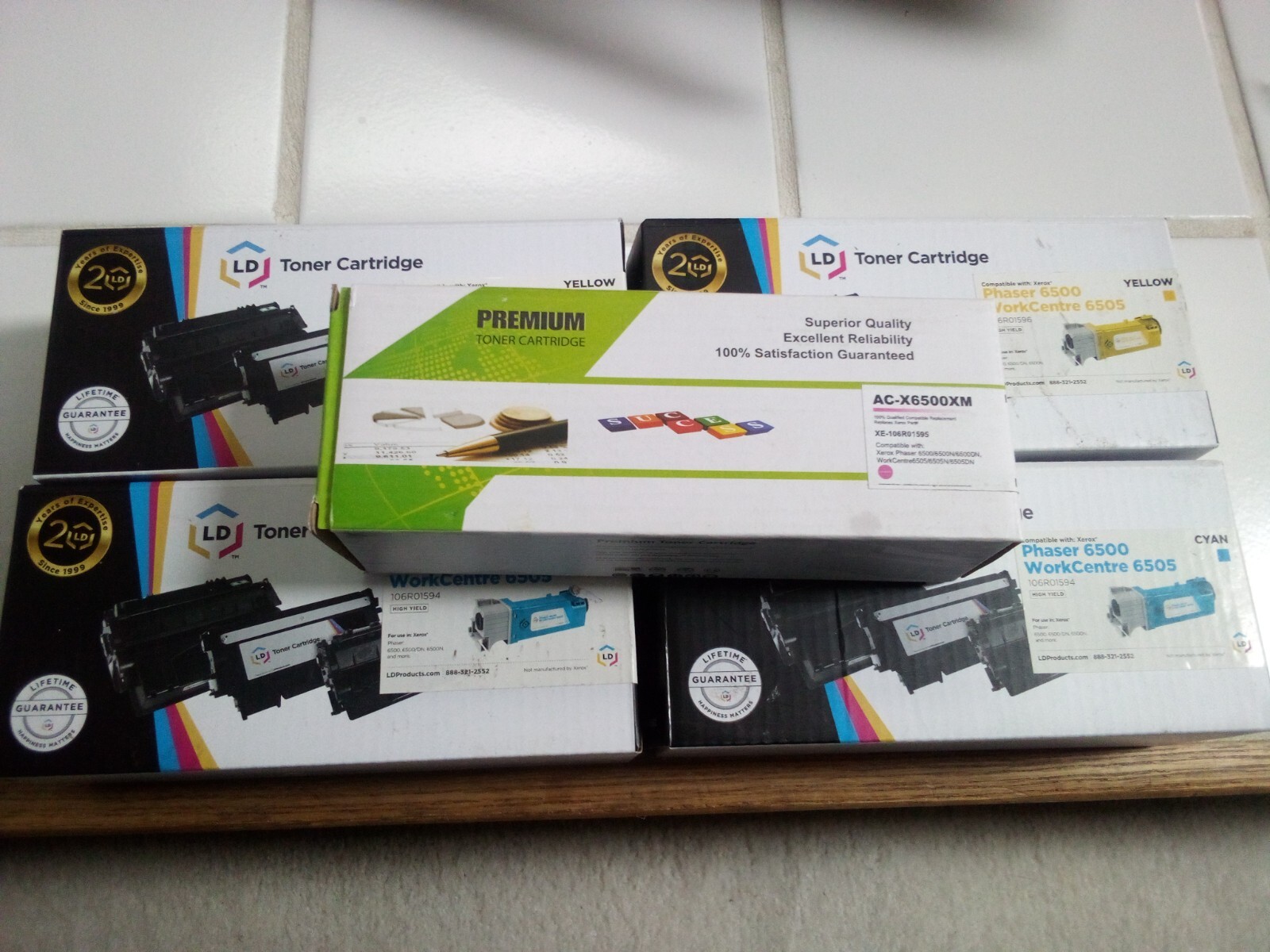 5 XEROX PHASER 6500 REPLACEMENT CARTRIDGES 106R01594-6 COLOR SET + 2 MORE