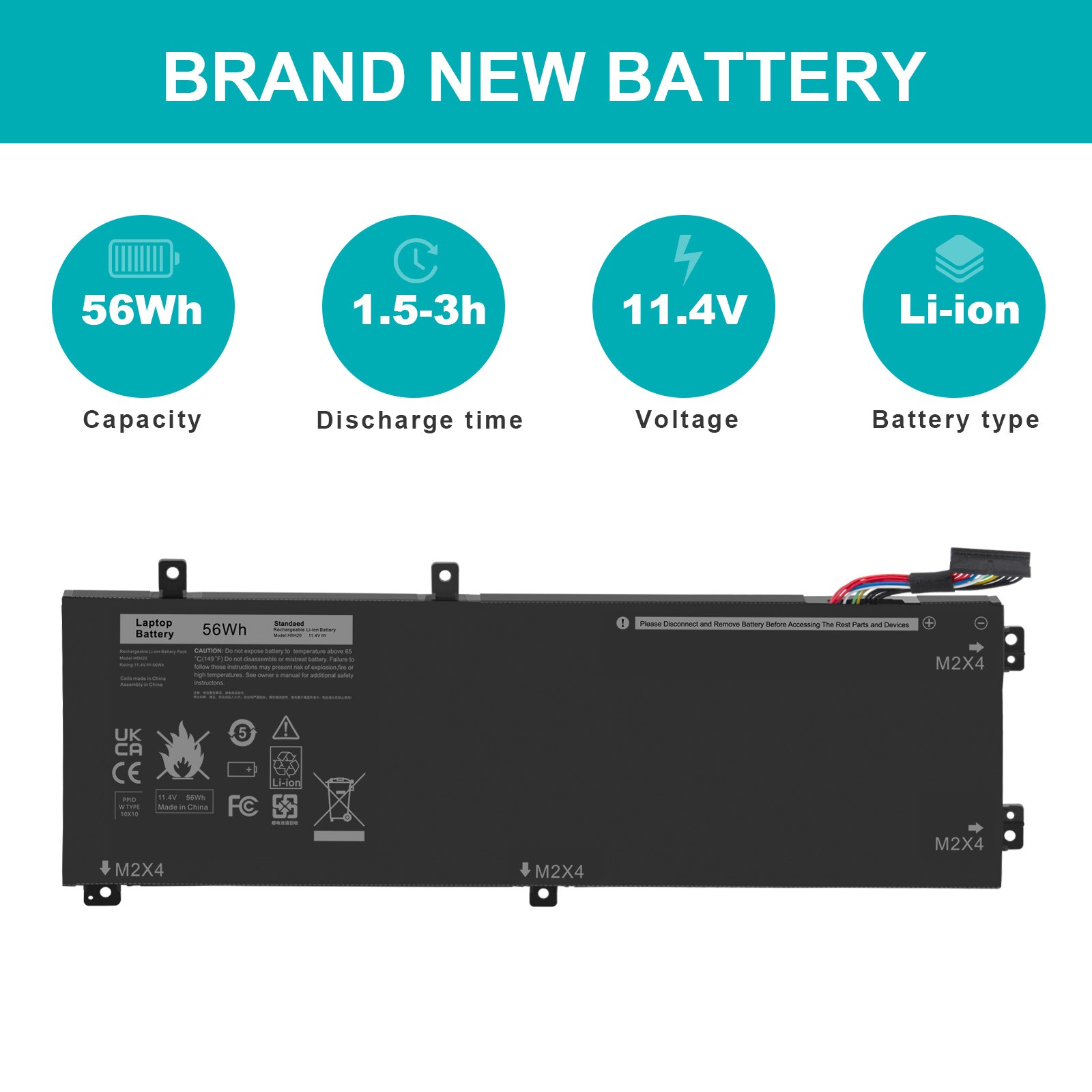 H5H20/6GTPY Battery for Dell XPS 15 9570 9560 9550 7590 Precsion 5530 5520 5510