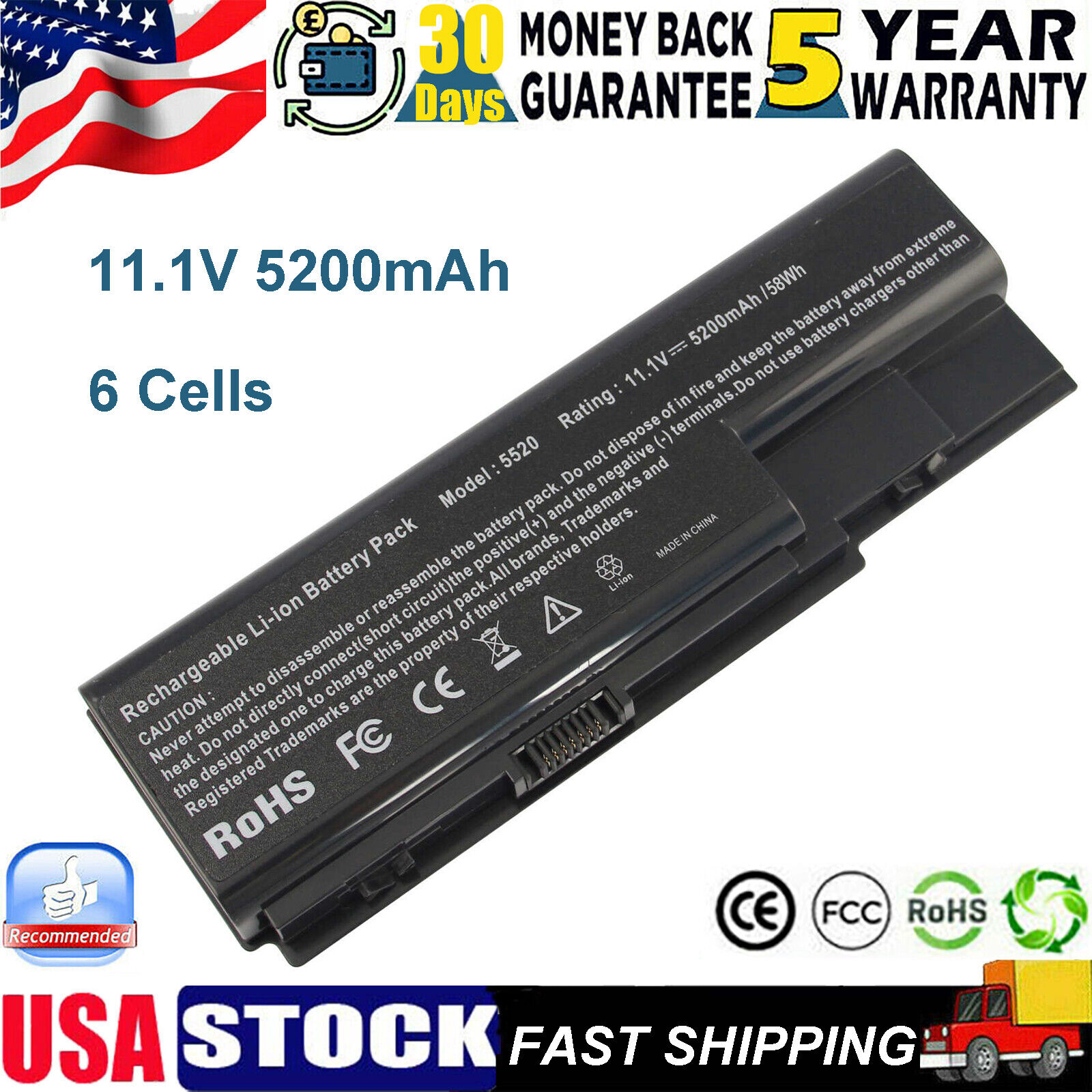 AS07B31 AS07B41 AS07B61 Battery For Acer Aspire 5230 5235 5310 5315 5920 Laptop