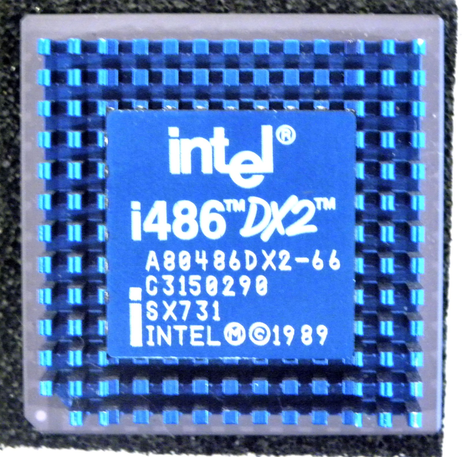 Intel i486 DX2 66 CPU A80486DX2-66 SX731 Blue Heatsink Ceramic PGA Processsor