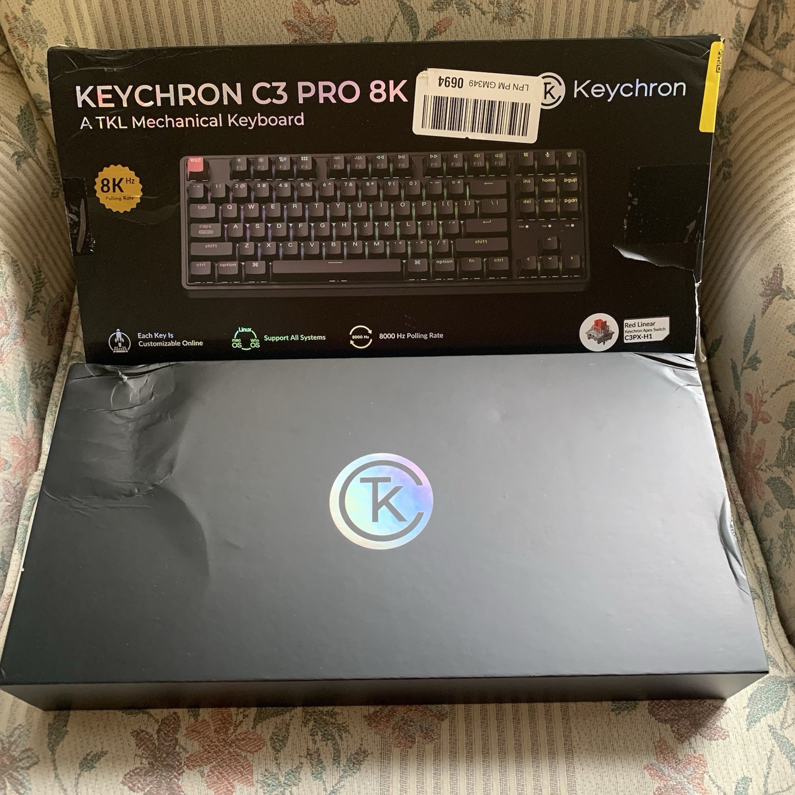 Keychron C3 Pro 8K Wired Mechanical Keyboard, Windows/Macos Red Switch C3PX-H1