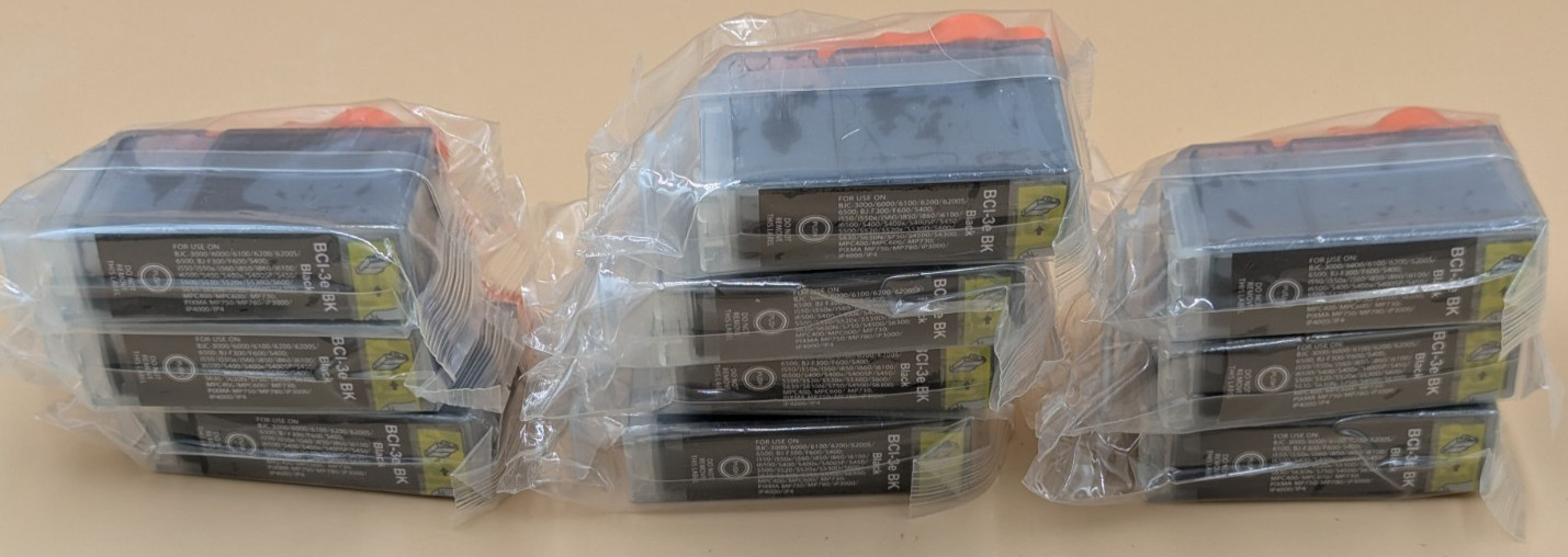 10 Piece BCI 3E BK Ink Cartridges See Pictures For Full Printer Compatibility