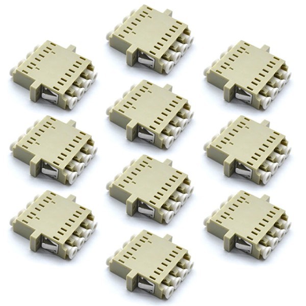 10Pcs LC UPC Quad Flange Fiber Optic Optical Coupler Adapter Connector Multimode