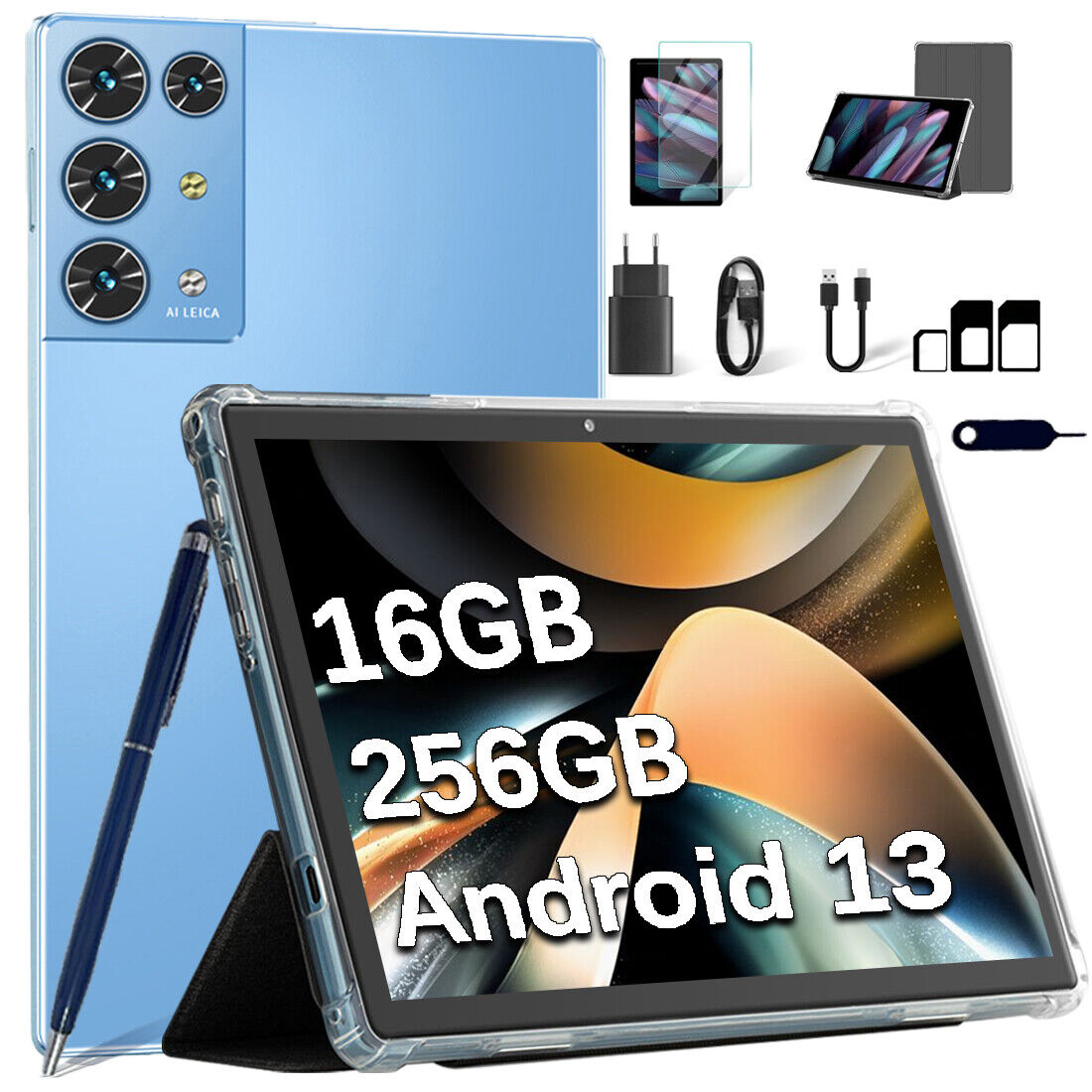 Tab 10.1 In Android 13 Tablet PC 16GB+256GB 8-Core 5G WiFi+Dual SIM Dual Camera