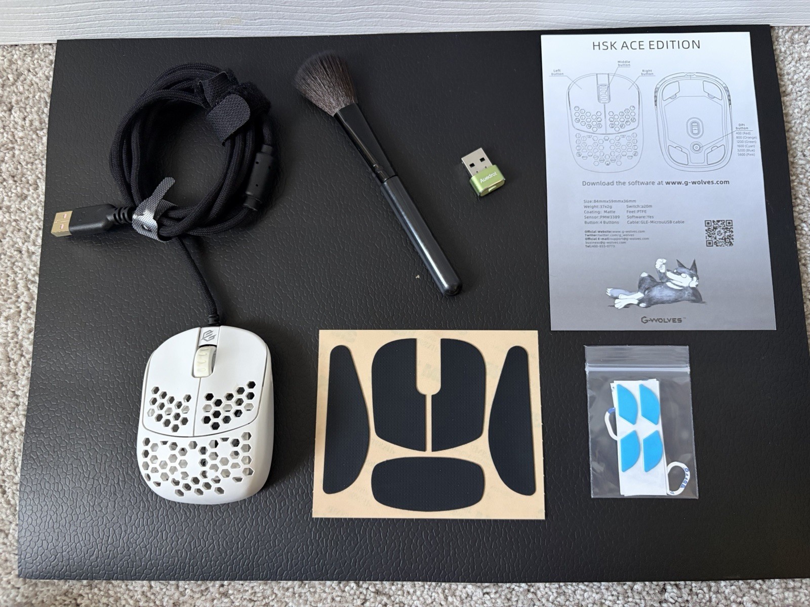 G-WOLVES HSK WIRED GAMING MOUSE 37G USB WHITE
