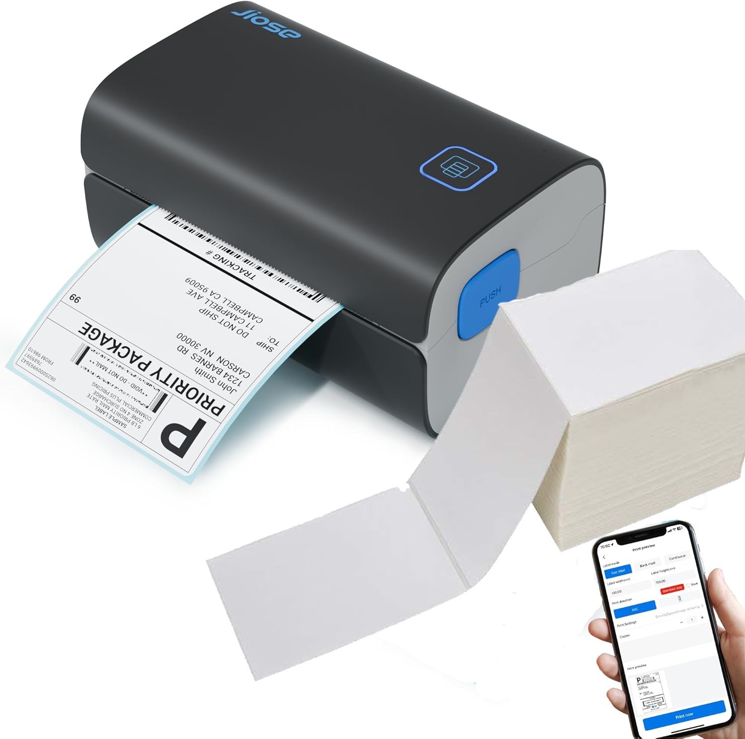 Bluetooth Thermal Label Printer + 1 Pack of 500 Thermal Labels (4x6) [OPEN BOX]