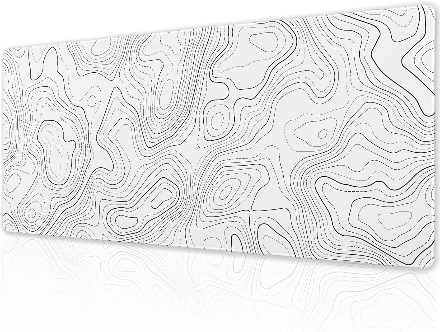 Topographic Map Large Mouse Pad XL White Lines Contour Geographic Extended Deskc