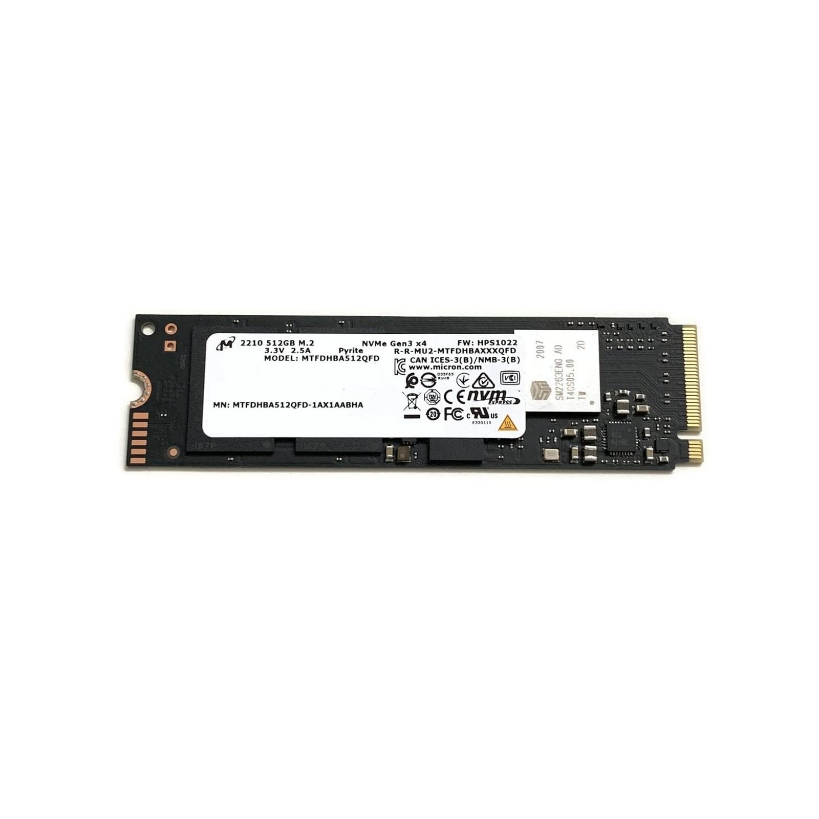 Micron SSD 512GB 2210 NVMe PCIe Gen3 x4 MTFDHBA512QFD M09630-001 Solid State ...
