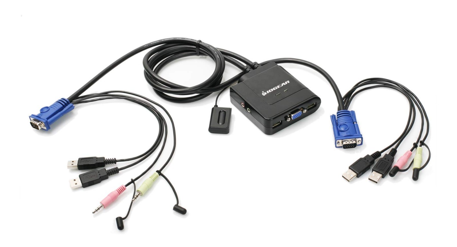 2-Port USB VGA KVM Switch - 2048x1536 Resolution, 2.1 Stereo Audio, Plug & Play,