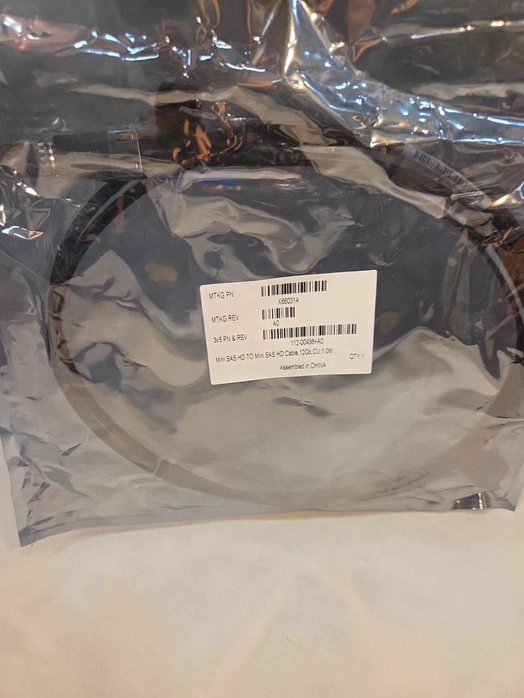 MOLEX NETAPP X66031A 112-00436 1M Mini SAS HD to Mini SAS HD Cable