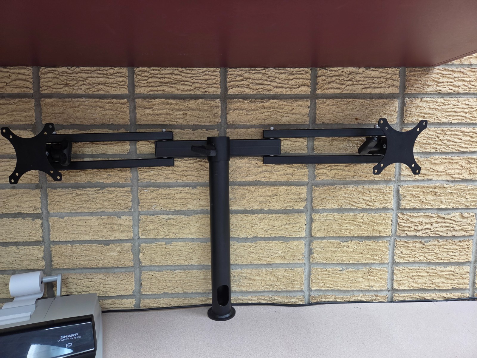 Heavy Duty Steel Dual Monitor Stand with Height Adjustable Arms - Fits 13–27"