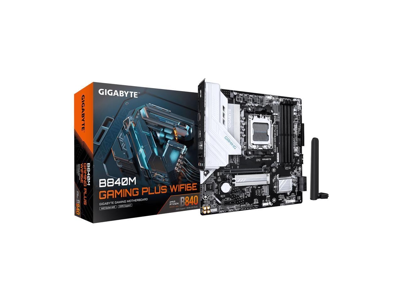 GIGABYTE B840M GAMING PLUS WIFI6E AMD AM5 mATX Motherboard, Support Ryzen 9000/8
