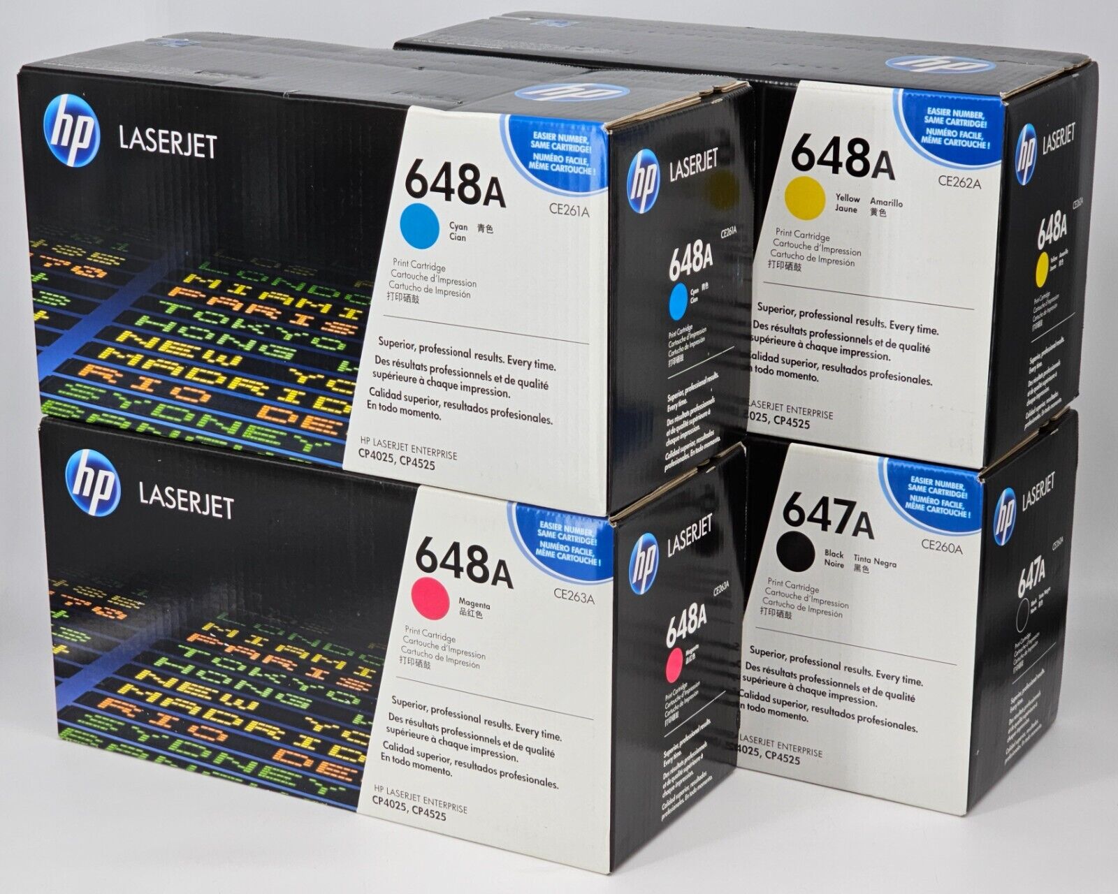 SET OF 4 - Genuine HP 647A 648A Toner Cartridge CMYK CE260A CE261A CE262A CE263A